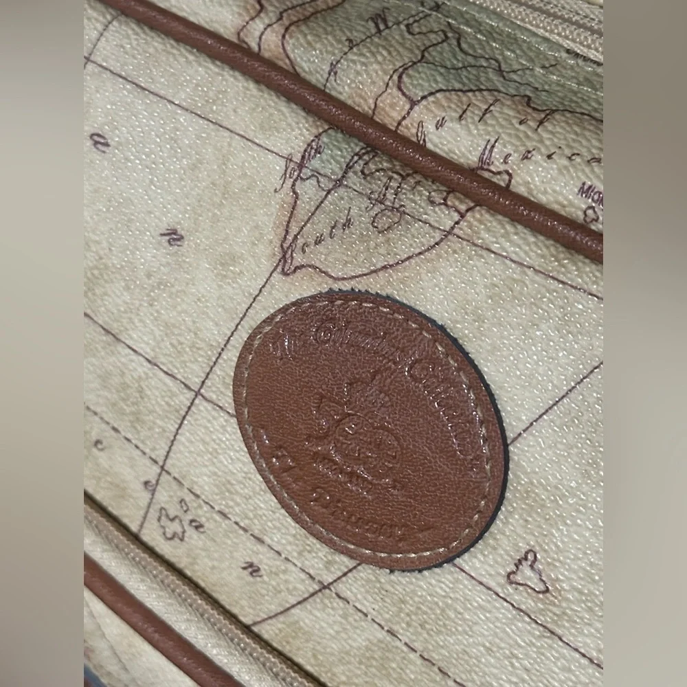 Vintage Map Print Travel Bag with Brown Accents - Picture 12 of 16